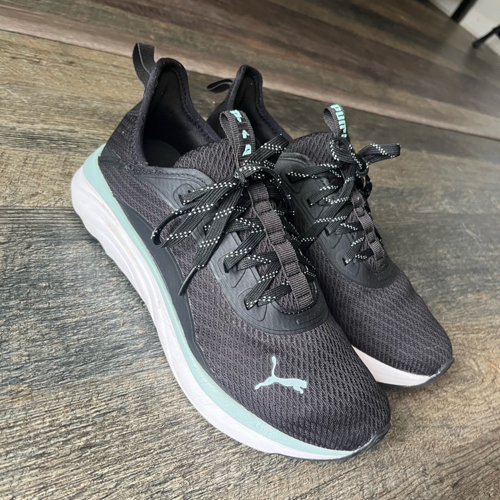 Puma Black and Light Blue Running Shoes